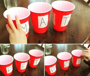 alphabet paper cups